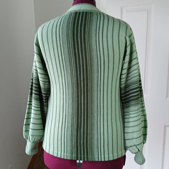 Pear Blossom Vertical Striped Sweater and Scarf Set Medium VTG 70s green black - Picture 4 of 16